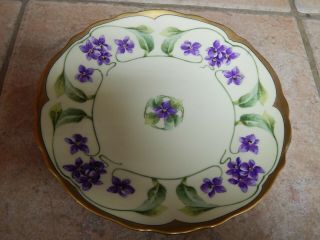 Antique Limoges France Hp Porcelain Art Deco Wild Viloet Plate