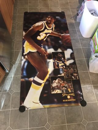 Rare Spalding Magic Johnson Promo Poster With Los Angles Lakers