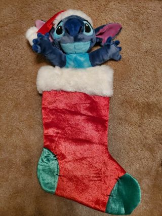 Disney Stitch Plush Christmas Stocking 23 " Rare