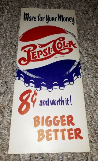 Rare Double Dot Pepsi Lithograph Sign Made In Canada