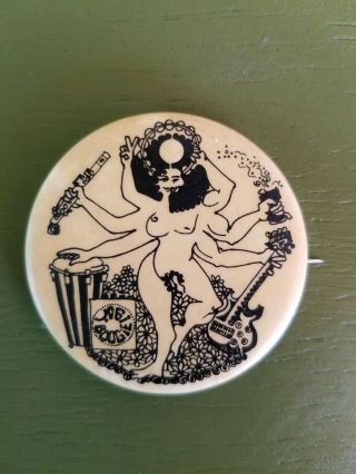 Rare Vintage Yogi Boogie 2 " Pin Pinback Button.  Hippie Music Radical Love