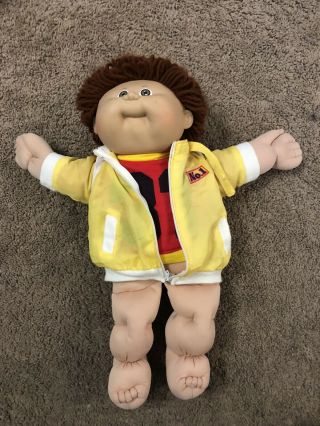 Vintage Cabbage Patch Boy Doll Red Hair Brown Eye 1986 Dimples Jersey Clothes