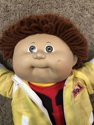 Vintage CABBAGE PATCH Boy Doll Red Hair Brown Eye 1986 Dimples Jersey Clothes 2