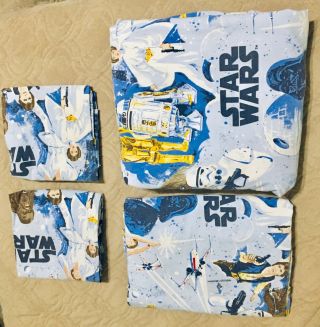 Star Wars Rare Pottery Barn Vintage Full Size Sheets - Fitted,  Flat,  2 Pillowcas