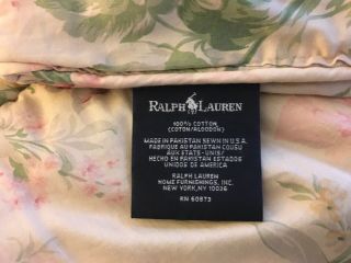 Rare Ralph Lauren Therese King Comforter Sateen Pink Roses Blue Label Cottage 2