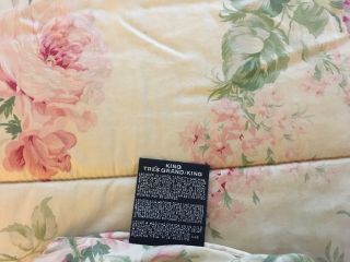 Rare Ralph Lauren Therese King Comforter Sateen Pink Roses Blue Label Cottage 3