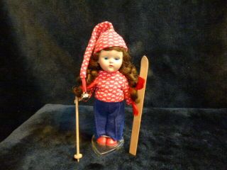1954 Vintage 7 - 1/2 " Vogue Ginny Doll In Tagged " Skiing " Outfit