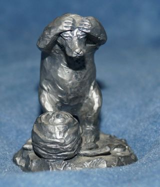 Philip Kraczkowski Rare 1975 Worcester Pewter Grizzly And The Beehive Figure