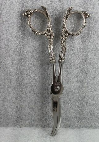 Antique Italian Sterling Silver Grape Shears Scissors Italy