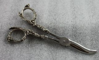 Antique Italian Sterling Silver Grape Shears Scissors Italy 2