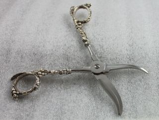 Antique Italian Sterling Silver Grape Shears Scissors Italy 3