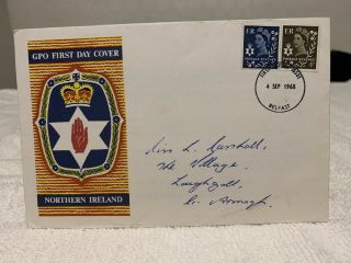 Rare Gpo First Day Cover Loughgall Red Hand Northern Ireland 1960’s 1968 Belfast