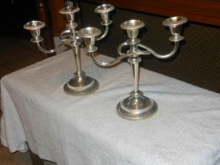 TWO VINTAGE E P ZINC SILVER PLATED CANDELABRAS MADE IN ENGLAND 2