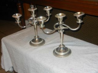 TWO VINTAGE E P ZINC SILVER PLATED CANDELABRAS MADE IN ENGLAND 3