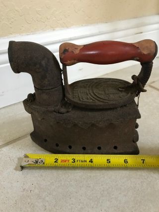 Vintage Antique Cast Iron Coal Iron - Ironing Clothes Press Iron Old Rare Rusty