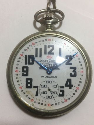 Vintage Jean Cardot 17 Jewel Railroad Pocket Watch