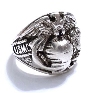 Rare Vintage Sterling Silver Usmc Marine Corps Ring Eagle Globe Anchor