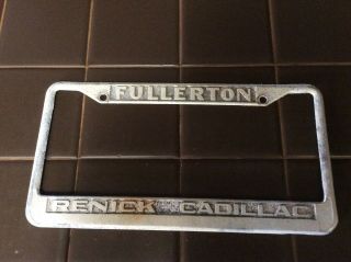Rare Rinick Cadillac Vintage Metal License Plate Frame Fullerton California
