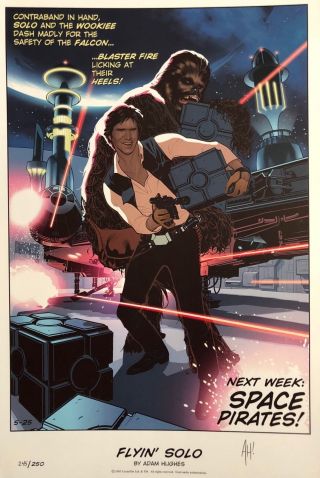 Adam Hughes Rare Han Solo Print Signed 2005 Star Wars Celebration 49 Last One