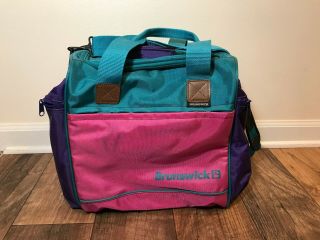 Brunswick Vintage Bowling Ball Carrying Case Bag,  80s - 90s,  Pink Teal Purple