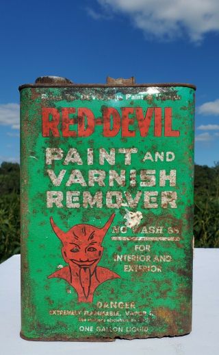 Rare Vintage Red - Devil Paint And Varnish 1 Gallon Can - Mount Vernon,  York