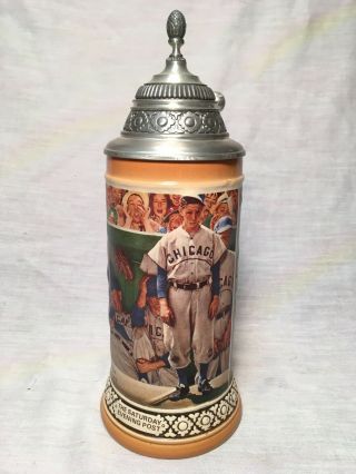 Chicago Cubs Rare Norman Rockwell The Dugout Stein Wrigley Field Budweiser Mug