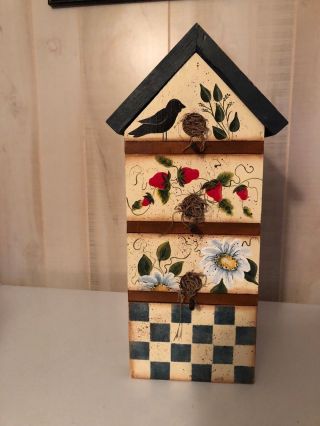 Handmade Wooden Bird House Paper Towel Holder - Signed - Rare & Htf