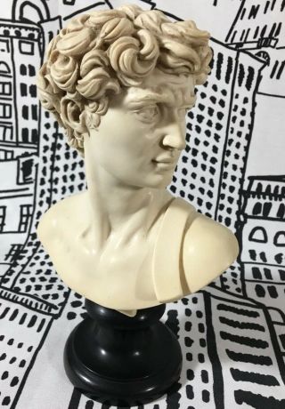 G Ruggeri Bust Of Michelangelos David Statue Sculpture Onyx Marble Base Vintage