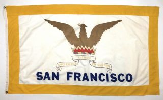 Rare Vintage 100 Cotton Flag San Francisco California Usa City Cloth Old Banner