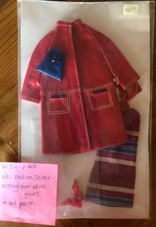 Vintage Barbie Doll Outfit Fashion Shiner 1691 - Missing White Gloves/red Purse
