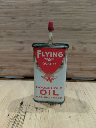 Vintage Rare Flying A Household Oil Can With Cap