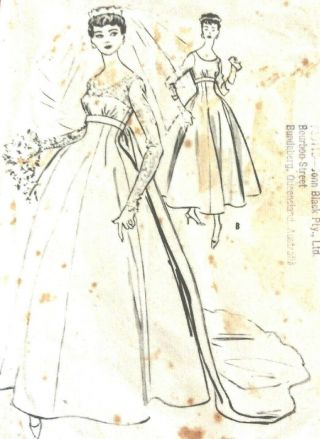 Rare Oop Vintage Mccall’s 1950’s Wedding Bride Formal Dress Dior Hepburn Crown