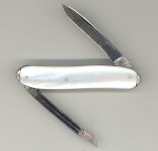 Antique Ec Simmons Keen Kutter St Louis Mo Mother Of Pearl Pocket Knife Etched