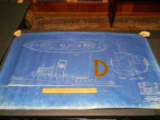Authentic 1914 Arrangement Plan Steam Tugboat Central Railroad Nj For Model/wall