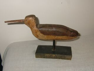 Vintage/antique Hand Carved Wood Piper Shore Bird Decoy Folk Art,  6 1/2 "