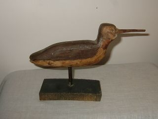 Vintage/Antique Hand Carved Wood Piper Shore Bird Decoy Folk Art,  6 1/2 