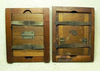 Two Antique Wood 5 X 7 Photo Negative/ Glass Plate Contact Printing Frame Frames