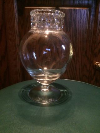 Antique Glass Drugstore / Apothecary Bulbous Globe Candy Jar 9 1/2 " No Lid