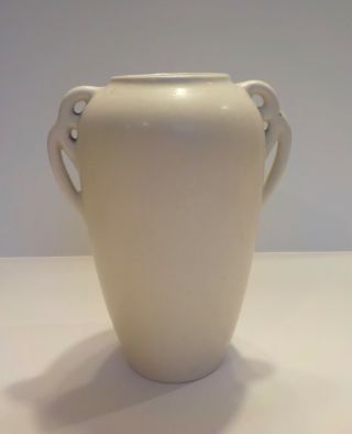 Rare 1935 Monmouth Western Arts & Crafts Pottery Vase Matte White Illinois Usa