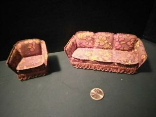 Lundby Dollhouse Floral Couch And Chair Very Htf Set Vintage Dollhouse Furniture