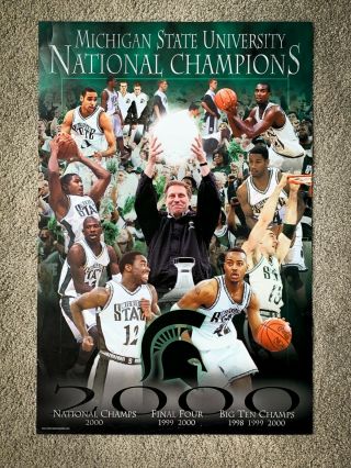Michigan State Spartans Basketball " National Champions " 2000 Poster - Rare