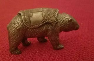 Antique/vintage Cast Pot Metal Bear Figurine W/woolworth Building Ny Shield