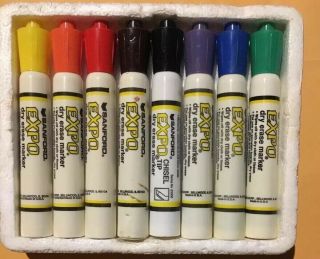 Expo Dry Erase Markers 8pc Ketone Solvent Rare Yellow Writing Final