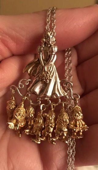 Lenox Snow White 7 Dwarves Sterling Silver Necklace Disney Rare Christmas Gift