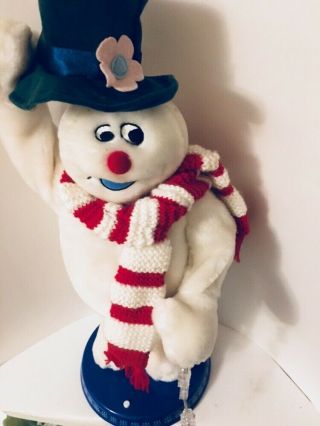 Gemmy Animated Frosty Snowman Spinning Snowflake Sings Dances Tips Hat 20 " Rare
