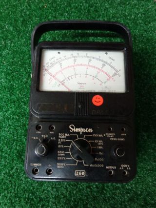 Simpson Model 260 Volt Ohm Milliamp Meter With Carrying Case Vintage A - 02