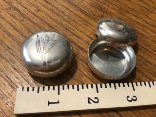 Vintage Continental 800 Silver Mark 2 Pill Boxes 1 3/8 Inc Diameter Round