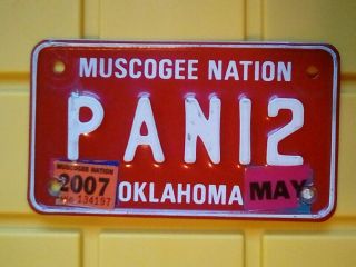 Rare Oklahoma Muscogee Nation Motorcycle License Plate Tribal Native