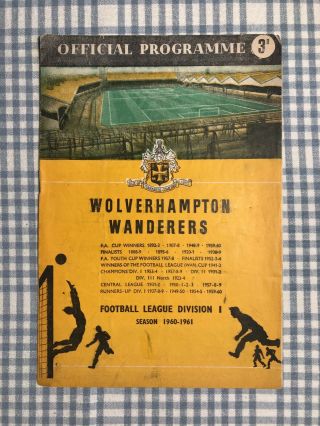 Spurs Tottenham Football Programme 1960/61 Vintage Double Year Wolves Away Rare