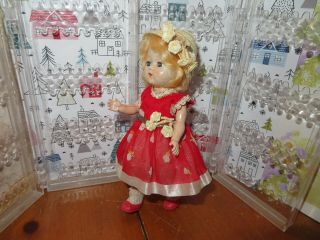 Vintage Hard Plastic Ginger 8 Doll Walks Rare Red Outfit Ginny Friend